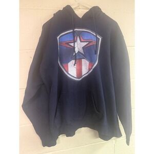 Marvel Captain America Shield Graphic Hoodie Navy Blue Adult Size XL